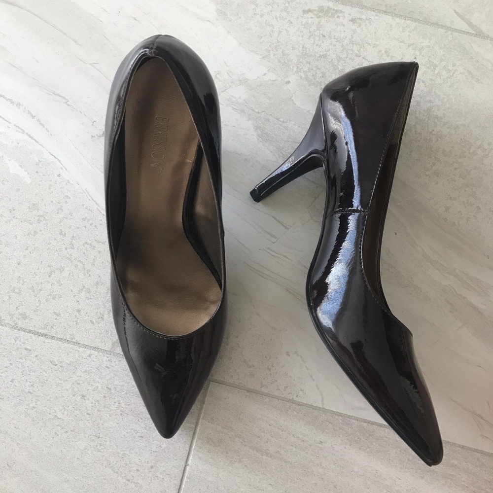 Dark Brown Patent Leather Pointed Heels